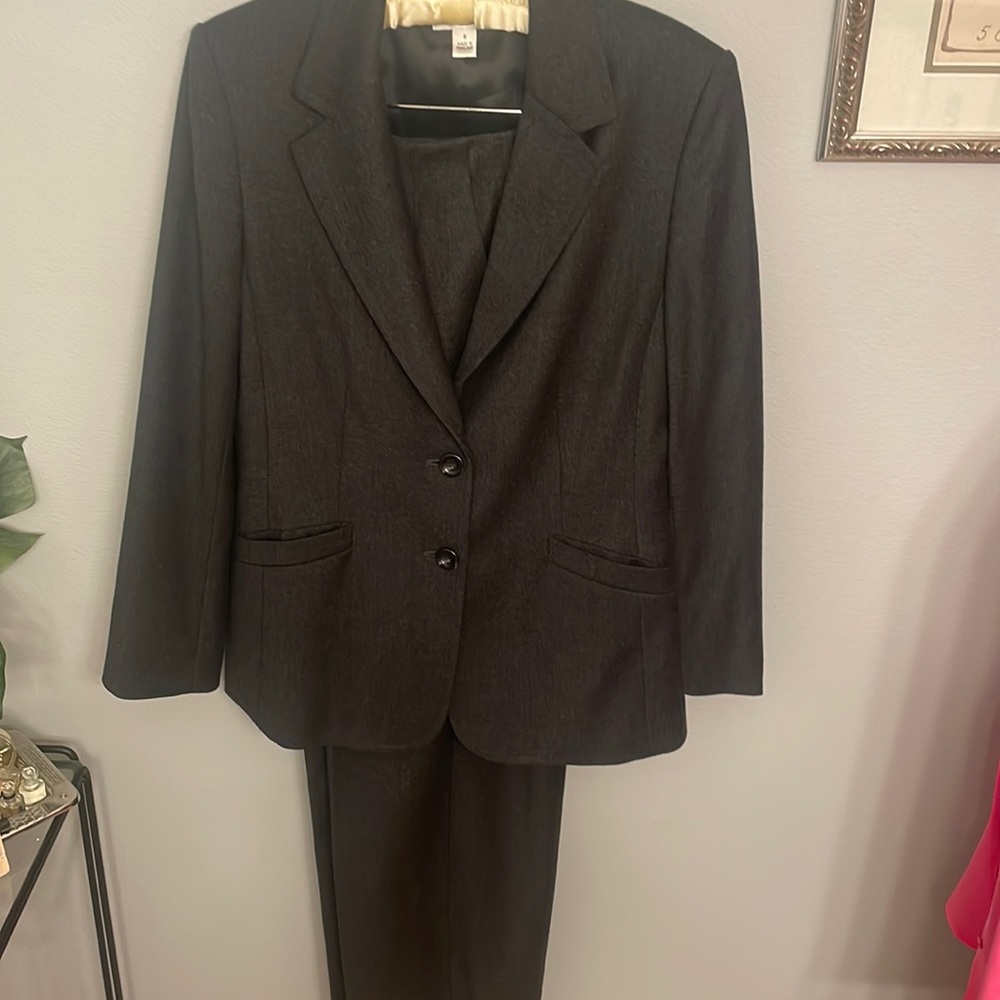 Talbots Wool Charcoal Grey 2 Button Pantsuit